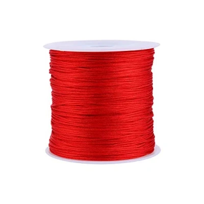 Image of Chinese Knot Cord 100M x 0.8mm Nylon Red Silk String Rattail Macrame Shamballa Thread Bracelet Necklace Jewelry Making Tools(2.4 2.4 2in)