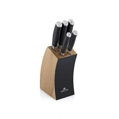 Image of Gerlach G02 991AM ZENB 05PU S2S1 01 Set of The Kitchen Knives in Block Deco 01, Stainless Steel, Black