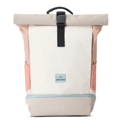 Image of Johnny Urban Roll Top Backpack Women &amp; Men Sand Pink Allen Medium Rucksack for School, University, Work Laptop Compartment 16 Water Repellent