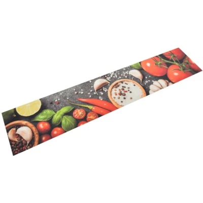 Image of vidaXL Kitchen Rug Washable Vegetables 60x300 cm Velvet