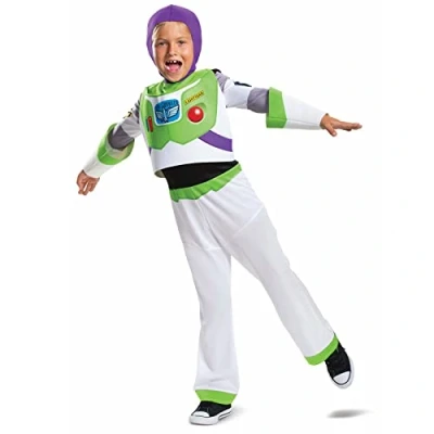 Image of Disney Official Deluxe Buzz Lightyear Costume Kids, Dress Up Onesie, Toy Story Fancy Dress, Costumes for Boys M