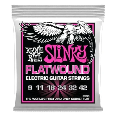 Image of Ernie Ball Super Slinky Flatwound Electric Guitar Strings 9 42 Gauge (P02593)