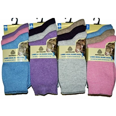 Image of LADIES EXTRA WARM SOCKS AUSTRALIAN LAMBS WOOL BLEND WOMEN THERMAL (Multi (03 Pairs))