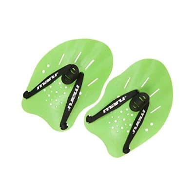 Image of MARU Adult and Junior Swimming Hand Paddles , Equipment Kit for Training aid in Pool, Build Strength, Easy to fit, Novice Professional Use, available Green Pink (Green, One Size)