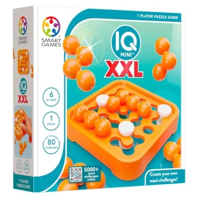Image of SmartGames IQ Mini XXL, Extra Large Puzzle Game with 80 Challenges, Ages 6+, Blue, Red, Yellow