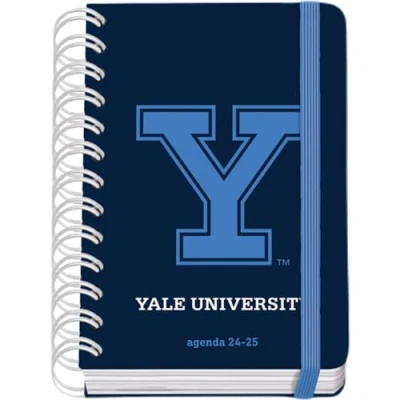 Image of Dohe School Diary 2024 2025 Day by Page, Size A6 (12 x 17 cm), Ring Closure and Rubber, Spanish English, 4 Sticker Pages, September to June, Supplies Yale University Navy