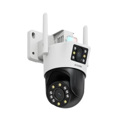 Image of ZOSI 4MP+4MP Dual Lens WiFi Outdoor Camera, View Wireless CCTV Camera Home Indoor Security with Color Night Vision, Person/Vehicle Detection, Auto Tracking, 2 way Audio, Sound and Light Alarm