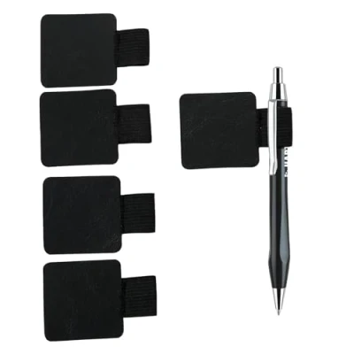 Image of Yingjie 6 Pcs Pen Holder for Notebook,Pen Loop Adjustable,Self Adhesive Pencil Loop,Black Holder,Pencil Universal Fit,Elastic Holder,for Diverse Notebooks and Diaries