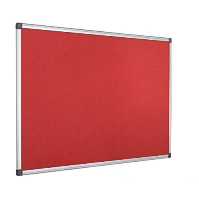 Image of Bi Office Notice Board Maya, Red Felt, Aluminium Frame, 60 x 45 cm