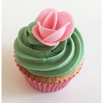 Image of 12 Pink Roses Beautiful Edible 3D Wafer Cake Decorations