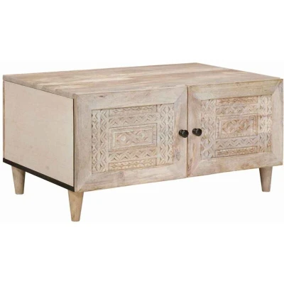 Image of vidaXL Coffee Table with Door Beige 80 x 50 40 cm Solid mango wood