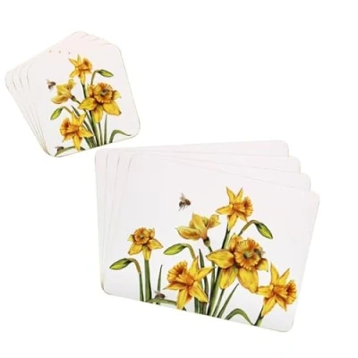 Image of Sets of 4 Placemats with Matching Coasters (Daffodil &amp; Set)
