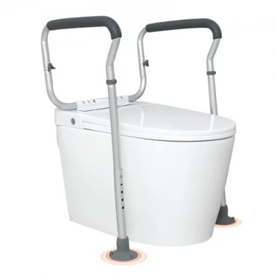 Image of VEVOR Toilet Safety Rail, Bathroom Seat Frame, Adjustable Width &amp; Height Fit Most Toilets, Supports 300lbs, Handles Grab Bars with Padded Armrests for Handicap, Disabled, Seniors