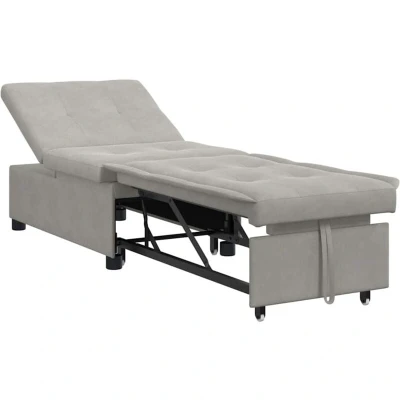 Image of vidaXL 3 in 1 Pull Out Sofa Bed Light Grey Fabric