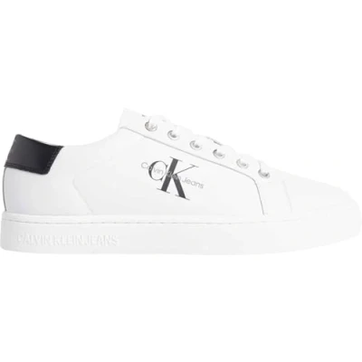 Image of Calvin Klein Jeans Trainers, Men&#039;s, Size: 11, Bright white leather and imitation