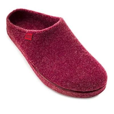 Image of Andrés Machado Unisex Home Slippers for Men &amp; Women Warm Winter Sliders Burgundy AM001 Made of Felt Anti Slip Rubber Outsole Size 11 UK Men/ 12 Women/EU 45