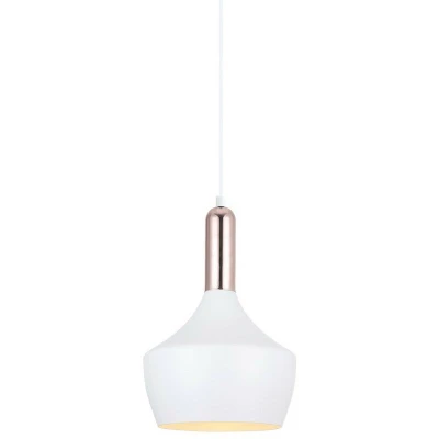 Image of Italux Lighting Modern Hanging Pendant White, Copper 1 Light, E27 ITLMDM 3028/1 W+Cop