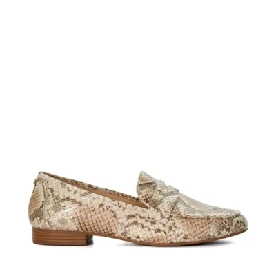 Image of Dune London Womens Ladies Georgiee Snake Effect Loafers Metallic Leather (archived) Size UK 4