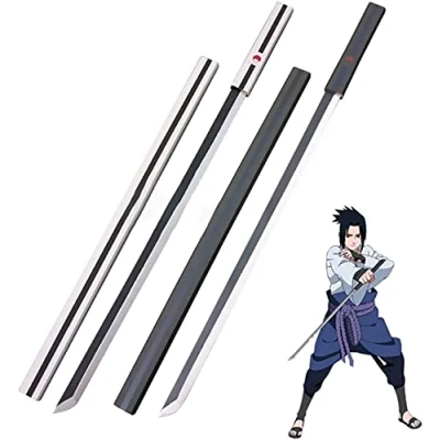 Image of KOGUMA Naruto Anime Blade Foam Sword Model Sasuke Uchiha With Scabbard Black/White (White)