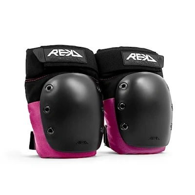Image of REKD Ramp Knee Pads Black/Pink XS, Impact Resistant Heavy Duty Neoprene for Action Sports, Adjustable Straps, Breathable Material, Shock Absorption, Unique Ergonomic Fit Comfort and Safety
