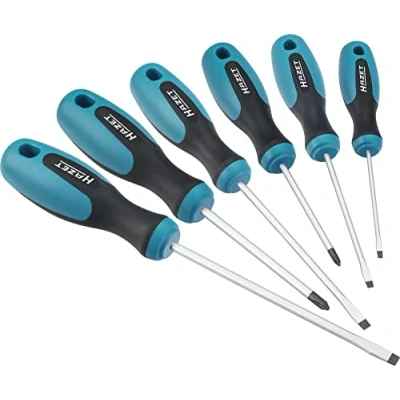 Image of Hazet Screwdriver Set 810/6 I 6 Piece Tool Set, Drive: Slotted and Phillips Profile, Non Slip 3 Component Handle, High Power Transmission for Manual Operation