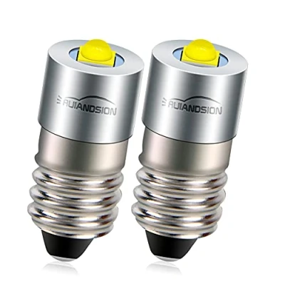 Image of Ruiandsion E10 Base LED Torch Light Bulb 6 24V 6V 9V 12V 18V 19.2V Upgrade for Headlamps Flashlights Bike Work Lights,Non Polarity (Pack of 2)