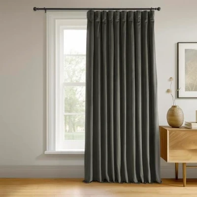 Image of HPD Half Price Drapes Signature Velvet Thermal Blackout Curtains for Living Room 96 Inch Long (1 Panel) Rod Pocket Insulated Bedroom Window Curtains, 100W x 96L, Gunmetal Grey