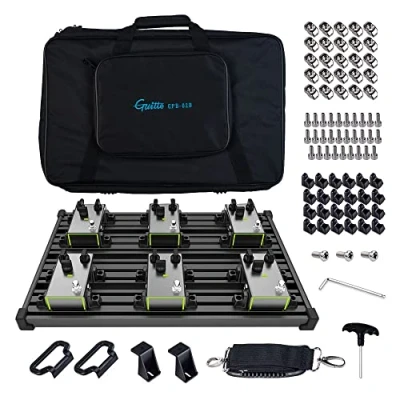 Image of GUITTO Guitar Pedalboard Fixture Blocks Fixed Effects Pedal board Aluminum Alloy Super Light with Carry Bag (GPB 02 Medium Size: 51.7x33.2cm)