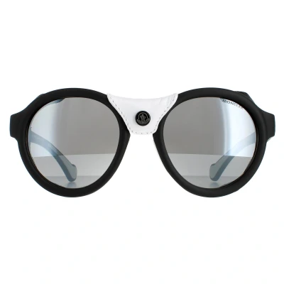 Image of Moncler Round Unisex Matte Black Smoke Mirror ML0046 One Size