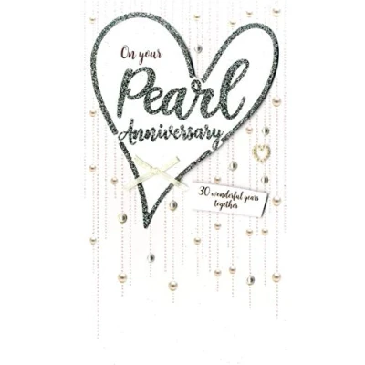Image of Pearl Anniversary Greeting Card Hand Finished Champagne Range Cards JGS627