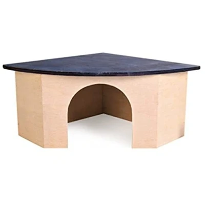 Image of Croci Wood Corner House with Blue Roof, 29 x 13 21 cm