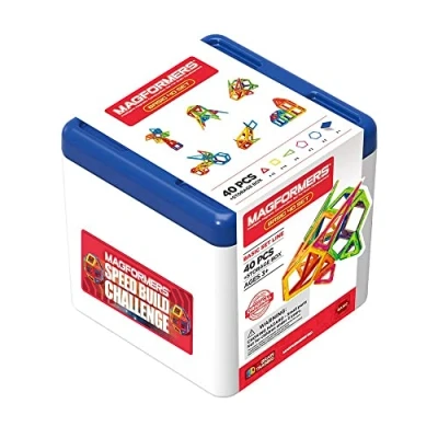 Image of Magformers 40 Piece Magnetic Construction Tiles Set With Storage Box. STEM Toy And Educational Resource For Teaching Maths In Schools Pre schools.