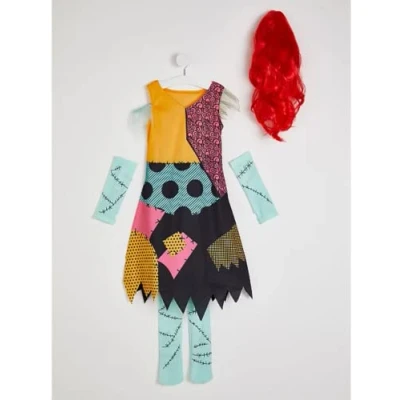 Image of George Officially Licensed The Nightmare Before Christmas Sally Halloween Costume with Wig [7 8]
