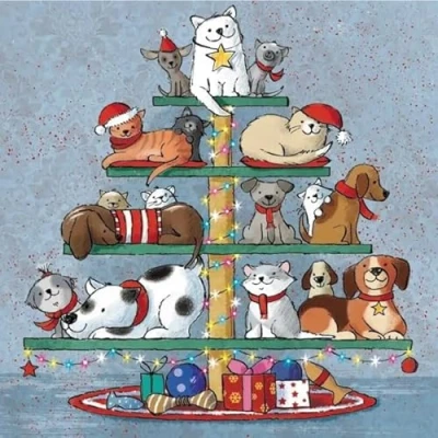 Image of GBCC Charity Christmas Cards Pack of 10 with Dogs and Cats Design Eco Friendly Xmas Multipack Envelopes