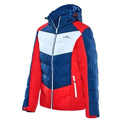 Image of Black Crevice Ladies Ski Jacket, Blue/Red/White, 18