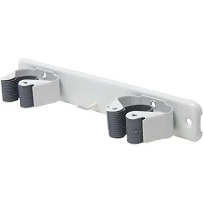 Image of 2 Slot Wall Mounted Garden Tool Holder Metal Hanging Storage Rack Rail Tidy Organiser