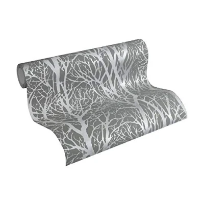 Image of Tree Branches Wallpaper Dark Grey And Silver AS Creation 30094 3, 10.05 m x 53 cm
