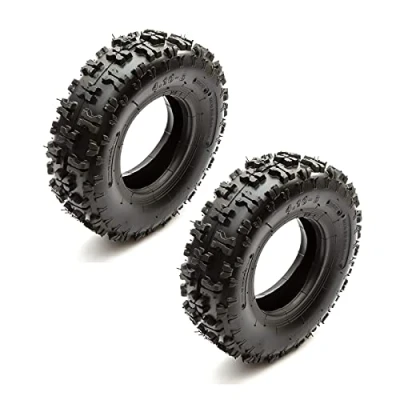 Image of Set of 2 x Tyres 4.10 6 Off Road Knobbly Tread Midi Moto Quad Bike ATV Inch Rim 410