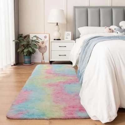 Image of Aspire Homeware Rugs Living Room Area Rainbow (80x300cm) for Bedroom Anti Slip Modern Super Soft Thick Pile Fluffy Shaggy Rug Non Shedding