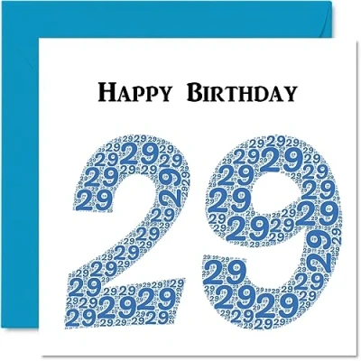 Image of Fun 29th Birthday Cards for Men Shapecloud Happy Card Son Daughter Brother Sister Uncle Auntie Niece Nephew Cousin, 145mm x Greeting Cards,