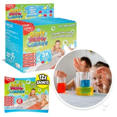Image of 36 Use Baff Water Colours Pack from Zimpli Kids, Colour Changing Bath Drops, Color Tabs, Christmas Party Bag Fillers, Xmas Favours, Children&#039;s Toy, Stocking Filler Gifts