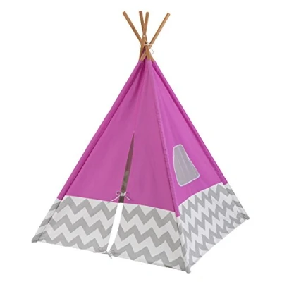 Image of KidKraft Deluxe Pink Teepee Tent for Kids, Play Girls and Boys, Indoor Outdoor, Kid&#039;s Toys, 00227