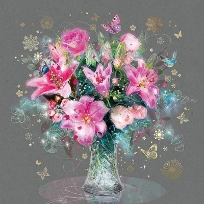 Image of Cherry Orchard Floral Happy Birthday Card with Gold Foil and Envelope by Grace from