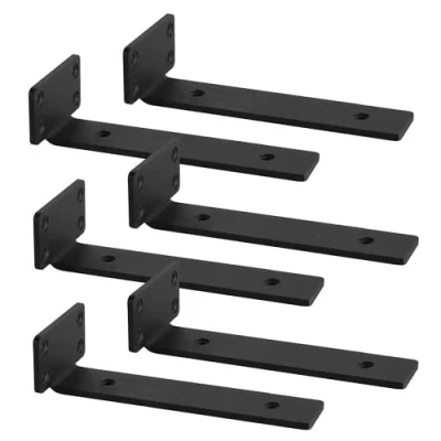Image of Shelf Bracket,Heavy Duty Industrial Brackets 10 inch, Black Metal L for Shelves Support DIY(1/5 Inch Thicked),6Pcs
