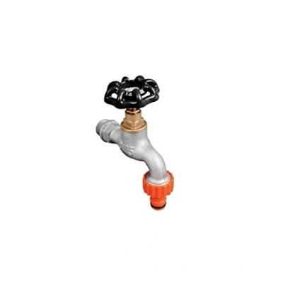 Image of 1/2&quot; Cast Iron Tap with Knob Handle &amp; Quick Connector Plastic Hose Plug Garden Bib Valve BSP Pipe Fitting