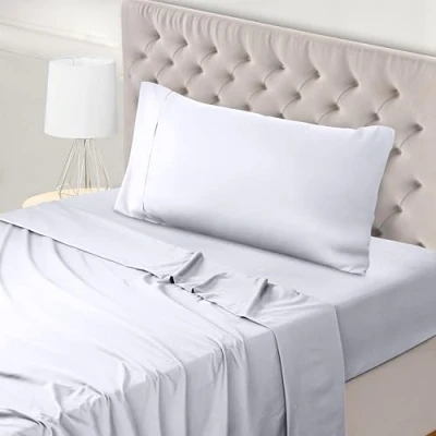Image of Utopia Bedding 3 Piece Bed Sheet Set Single, White Fitted Sheet, Flat with 1 Pillow Case 50x75 Wrinkle, Shrinkage and Fade Resistant Soft Brushed Polyester Microfiber Fabric