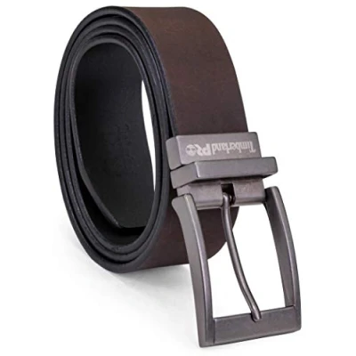 Image of Timberland PRO Men&#039;s 38mm Harness Roller Reversible Leather Belt, Brown/Black, 52