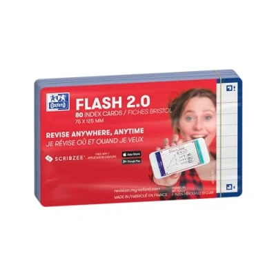 Image of Oxford Index Cards A7 Flashcards Blue Small Lined 75 x 125 mm