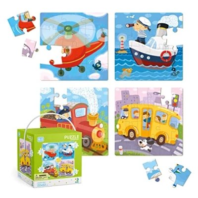 Image of Jigsaw Puzzles for 3 year olds 4 in 1 Transport (12 Pieces 16 20 24 Pieces) Dodo Children Early Learning Educational Gift Boys and Girls