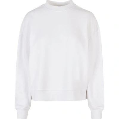 Image of Build Your Brand Women&#039;s Ladies Oversized Crewneck Sweatshirt, White, S